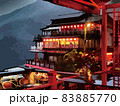 台湾九份老街の夜景のイラスト 83885770