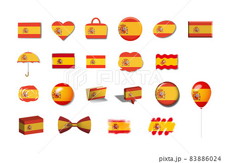 スペイン-国旗イラスト21種セット 83886024