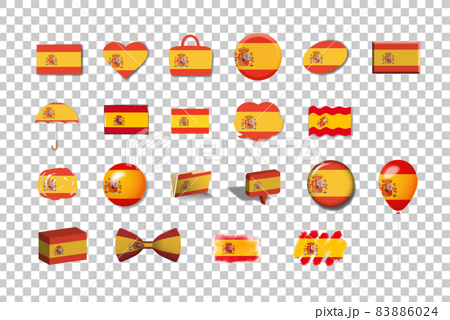 スペイン 国旗イラスト21種セットのイラスト素材 6024