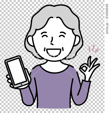 A smiling senior woman operating a smartphone A smiling senior woman operating a smartphone 83886686
