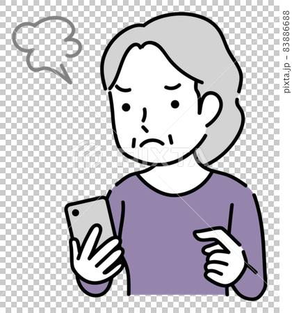 Frustrated senior woman operating a smartphone Frustrated senior woman operating a smartphone 83886688