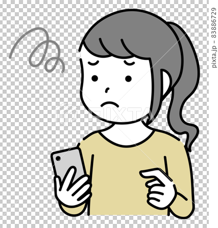 操作智能手機時遇到麻煩的女童 83886729