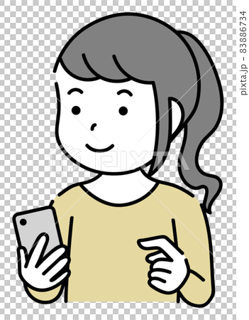 A child girl who operates a smartphone A child girl who operates a smartphone 83886734
