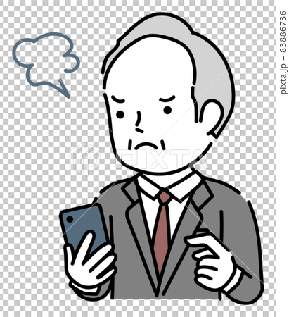 Frustrated senior male business person operating a smartphone Frustrated senior male business person operating a smartphone 83886736