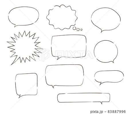 手描きのフキダシ、ベクターイラストセット 手描きのフキダシ、ベクターイラストセット 83887996