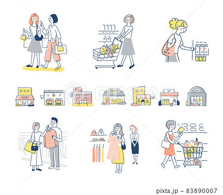 さまざまなショッピングシーン　セット 83890007