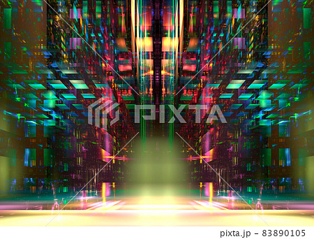 Abstract multicolor background - portal from glass blocks - 3d illustration Abstract multicolor background - portal from glass blocks - 3d illustration 83890105