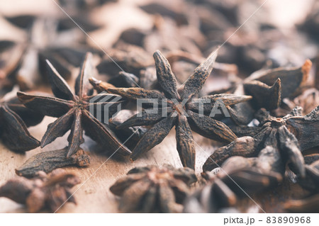 many star anise fruit 0n table close pu many star anise fruit 0n table close pu 83890968