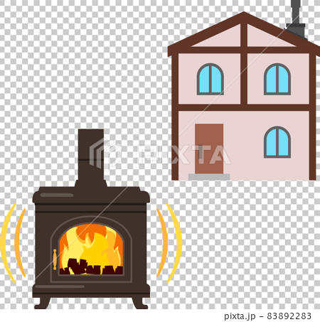 薪ストーブと煙突のある家のイラスト素材 22