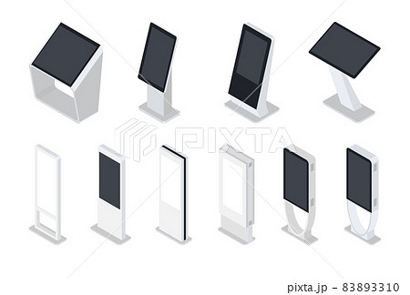 Set of Isometric Interactive Information Kiosks, Advertising Display, Terminal Stand 83893310