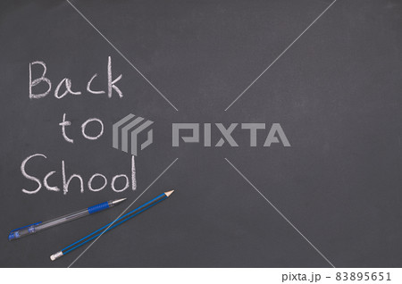 Back to school and education concept Pen and pencil are placed on the blackboard. Back to school and education concept Pen and pencil are placed on the blackboard. 83895651