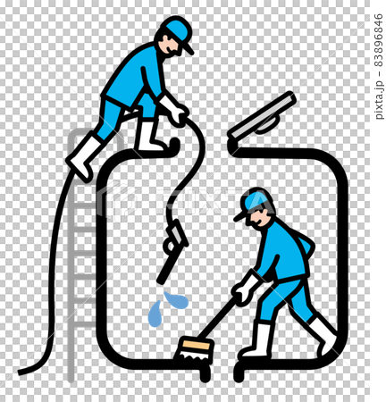 貯水槽 受水層 清掃 清掃員 イラストのイラスト素材 6846