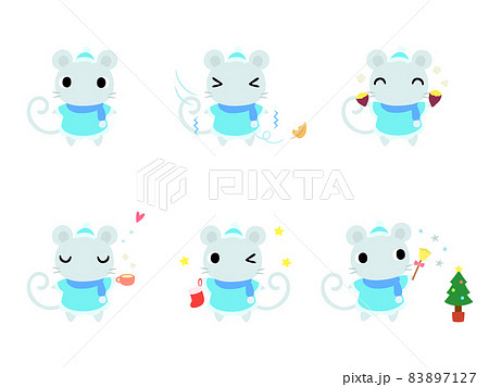 ネズミのアイコンセット 冬 のイラスト素材 7127
