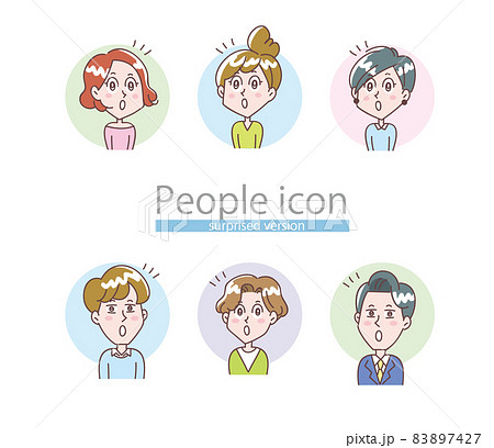 ひらめく若い男女の表情セット 83897427