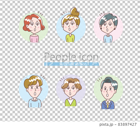 ひらめく若い男女の表情セット 83897427