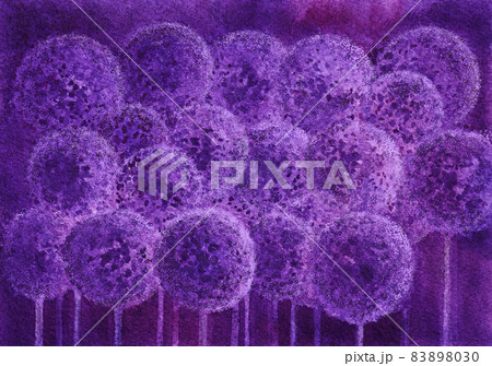 Bright Purple Nature floral landscape. Beautiful meadow landscape. Round flowers of decorative allium onion on purple background 83898030