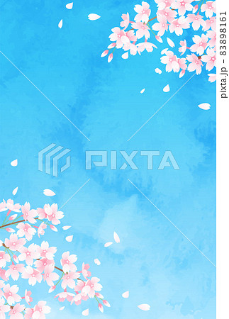 春の桜と青空の水彩のベクターイラスト背景 春の桜と青空の水彩のベクターイラスト背景 83898161