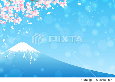 春の桜と青空と富士山のベクターイラスト背景 光 のイラスト素材 8167