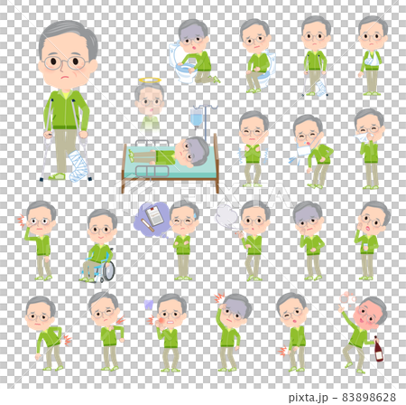 Injured or sick green jersey set of older men 83898628