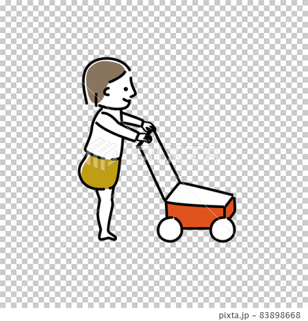 手押し車を押す子供のイラストのイラスト素材 8668