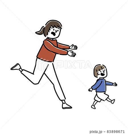 男の子を追いかける母親のイラスト 83898671