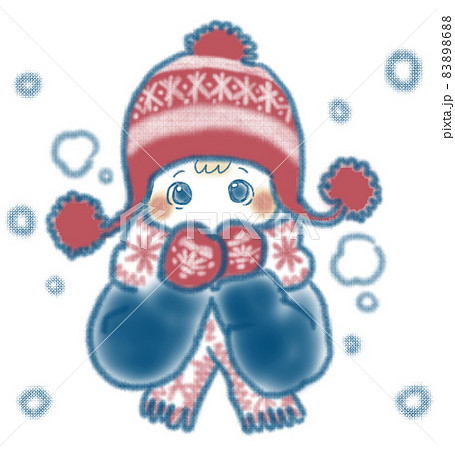 毛糸の帽子と手袋をつけている子供のイラスト 毛糸の帽子と手袋をつけている子供のイラスト 83898688