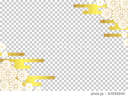 Gold leaf style Japanese flower and hemp leaf cloud frame horizontal 83898840