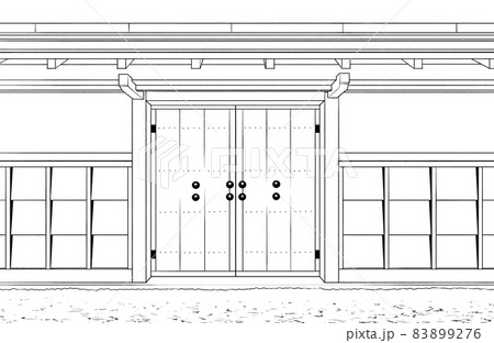 漫画風ペン画イラスト　和風_門 83899276