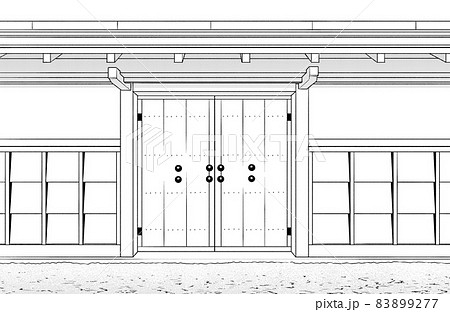 漫画風ペン画イラスト　和風_門 83899277