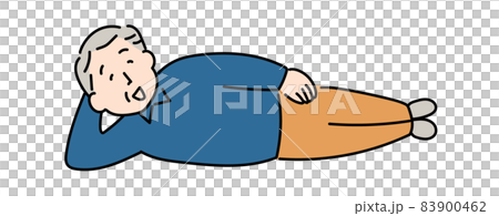 寝転がる老人のイラスト　寝転がるおじいさん 83900462