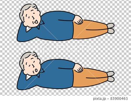 寝転がる老人のイラスト　寝転がるおじいさん 83900463