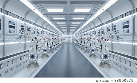 robot assembly line in  factory 83900579