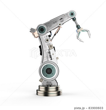Metal robotic arm isolated 83900603