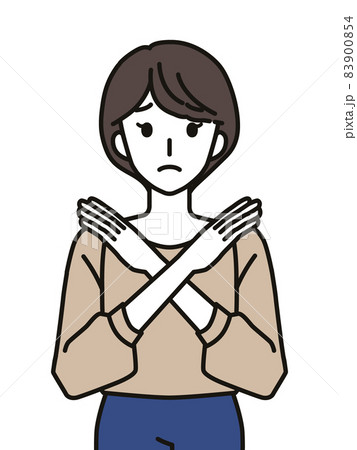 手でばつのジェスチャーをする女性 83900854