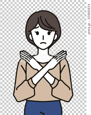 手でばつのジェスチャーをする女性 83900854