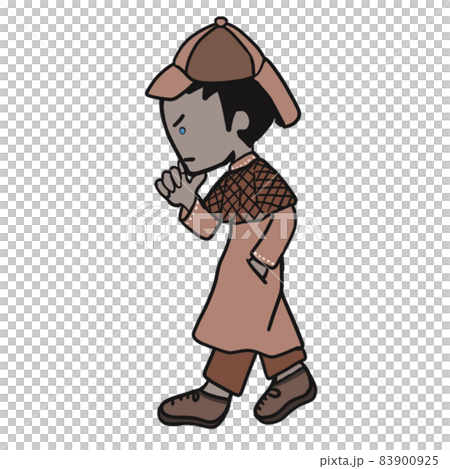 Middle-aged detective walking with his hand on his chin (male 2) 83900925