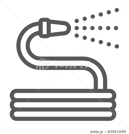 Garden hose line icon, farming and agriculture, water hose sign vector graphics, a linear pattern on a white background, eps 10. Garden hose line icon, farming and agriculture, water hose sign vector graphics, a linear pattern on a white background, eps 10. 83901699