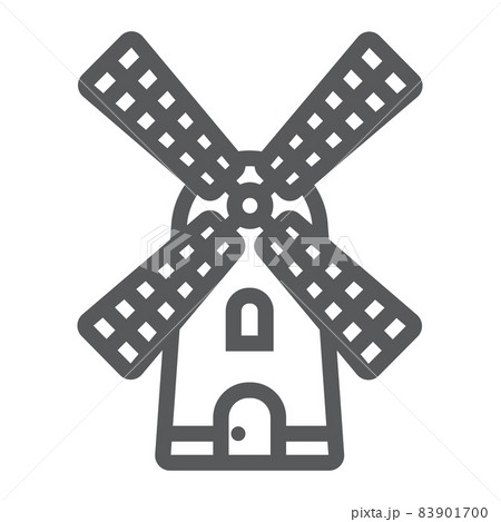 Windmill line icon, farming and agriculture, farm mill sign vector graphics, a linear pattern on a white background, eps 10. Windmill line icon, farming and agriculture, farm mill sign vector graphics, a linear pattern on a white background, eps 10. 83901700