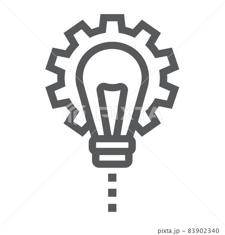 Product Development line icon, development and business, lightbulb in gear sign vector graphics, a linear pattern on a white background, eps 10. Product Development line icon, development and business, lightbulb in gear sign vector graphics, a linear pattern on a white background, eps 10. 83902340