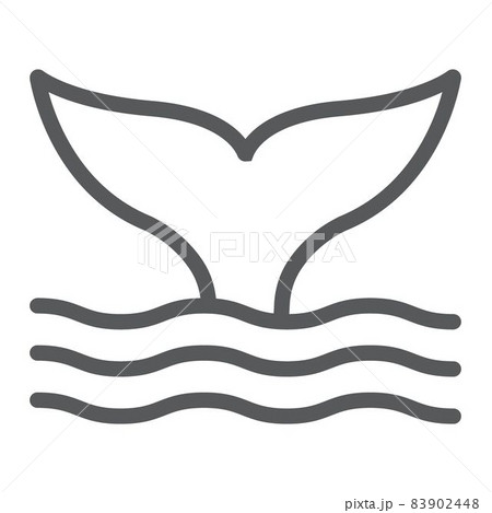 Whale tail line icon, animal and underwater, aquatic sign vector graphics, a linear pattern on a white background, eps 10. 83902448