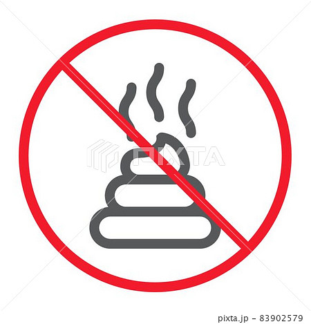 No Shit line icon, prohibition and forbidden, no feces sign vector graphics, a linear pattern on a white background, eps 10. No Shit line icon, prohibition and forbidden, no feces sign vector graphics, a linear pattern on a white background, eps 10. 83902579