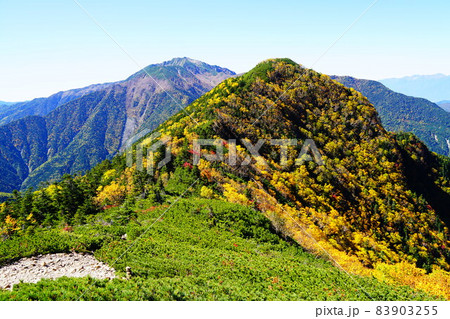 駒津峰から見る双児山と仙丈ケ岳方面 83903255