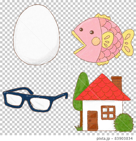 アルファベットE〜 Hから始まる単語の手描きイラストセット アルファベットE〜 Hから始まる単語の手描きイラストセット 83903834