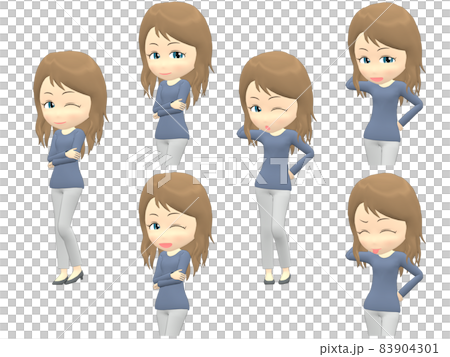 [Pose A] Caucasian female knit wave front 83904301