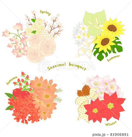 Spring / Summer / Autumn / Winter Seasonal Bouquet - Stock Illustration  [83906891] - Pixta