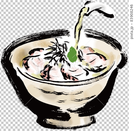 Sea bream chazuke Japanese style hand-painted brush illustration 83908246