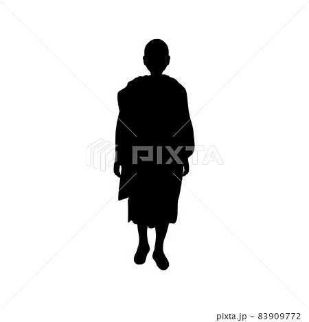 Silhouette buddhist monk walking forward. Silhouette buddhist monk walking forward. 83909772