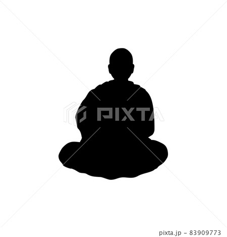 Silhouette buddhist monk in meditation. 83909773