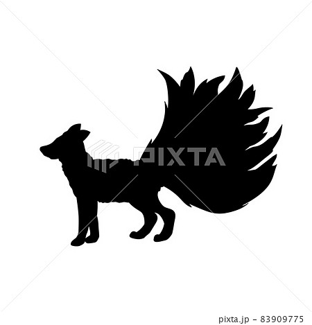 Silhouette Fox nine tailed. Mythology magical creature. 83909775