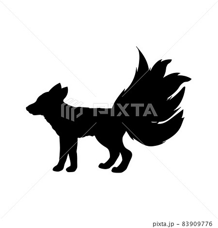 Silhouette Fox five tailed. Mythology magical creature. 83909776